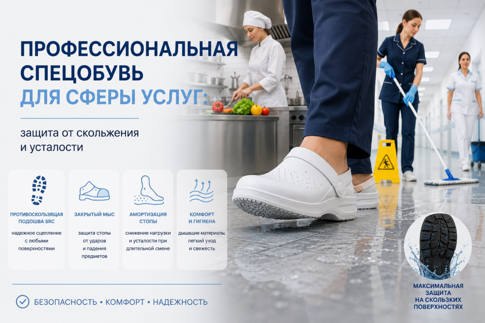 Специализированная обувь для сферы услуг: защита от скольжения и усталости